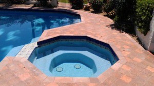 saltillo tile outdoor pool decking